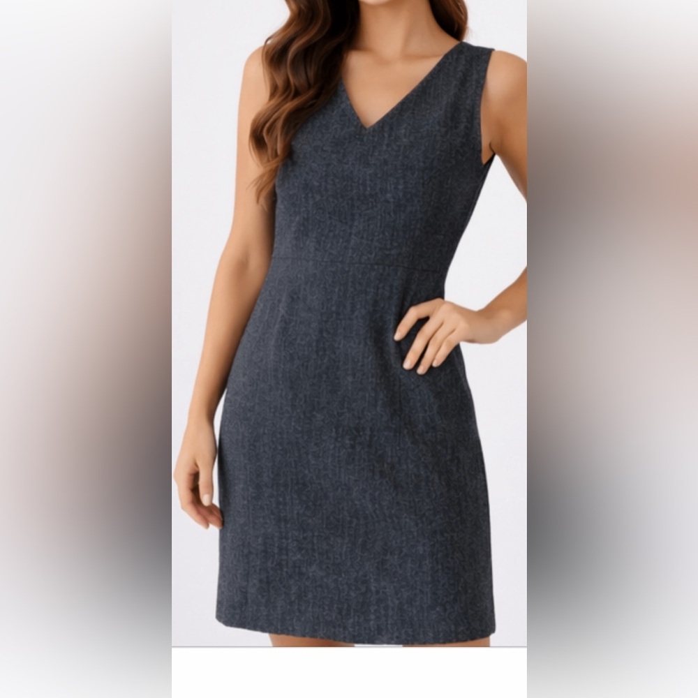 L.L. Bean Black and White Herringbone Wool Dress